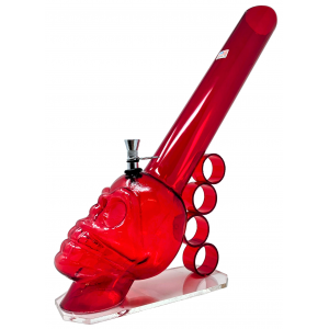 17.5" Acrylic Skull Metal Pull Bowl W/ Grip Water Pipe - [AJM14]